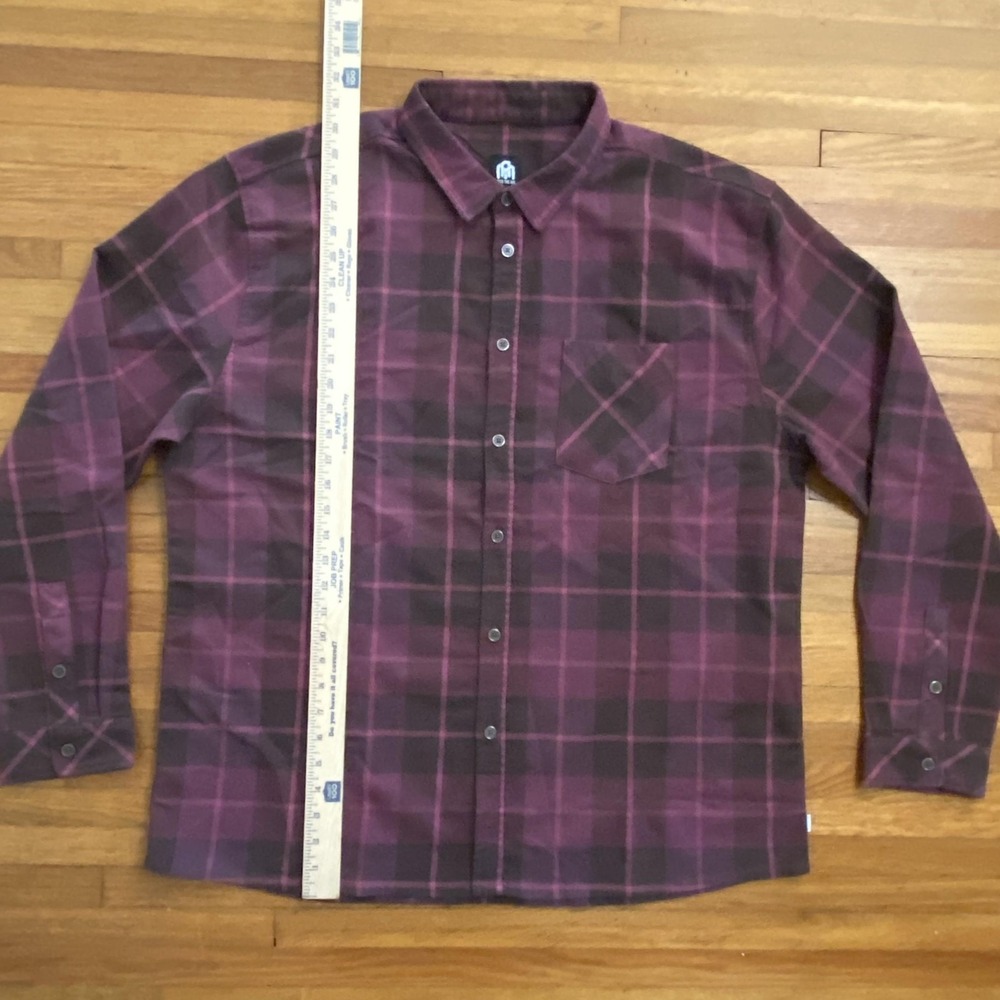 INTO THE AM Shirt Mens 2XL Burgundy Black Plaid Button Down Long Sleeve Stretch - Picture 5 of 12